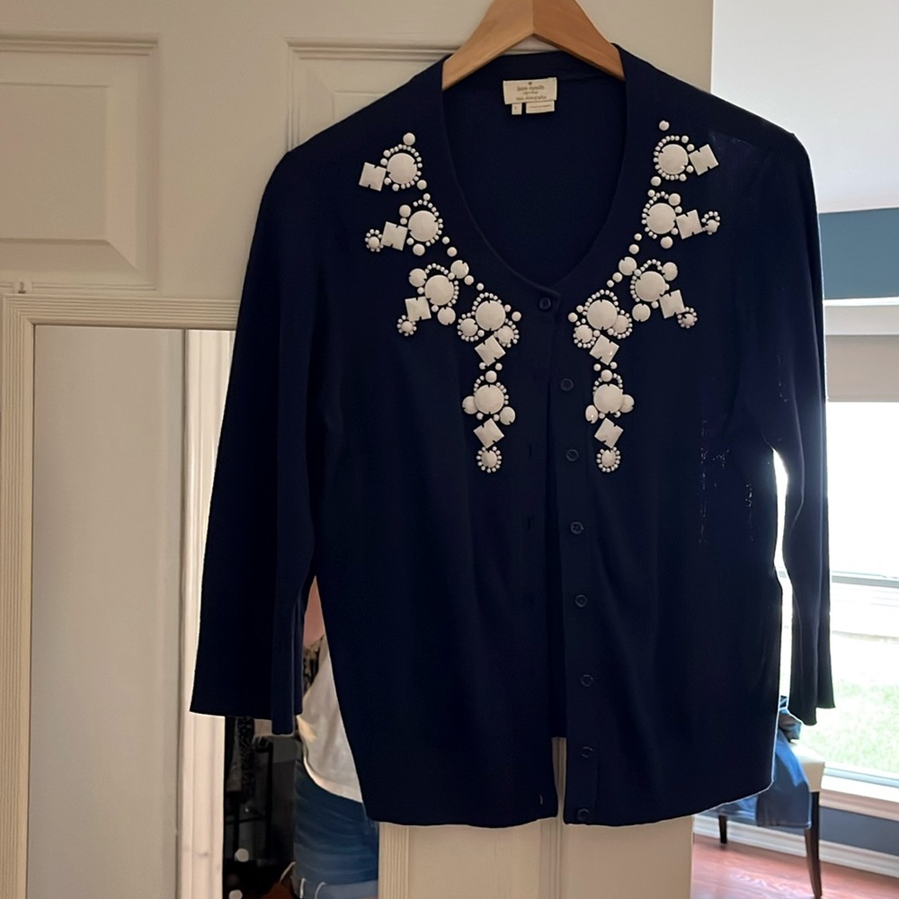 Kate Spade Cardigan Navy with white bead detailing